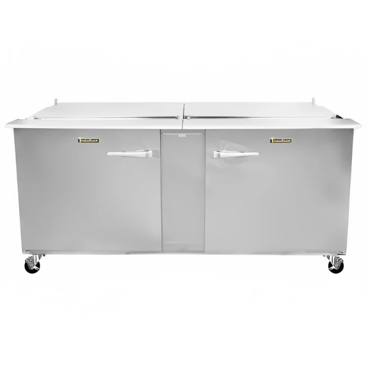 Traulsen UST7212-RR 2-Section Right/Right Hinged 2 Door Refrigerated Salad/Sandwich Prep Table with Low Profile Flat Lid 72" - Holds (12) 1/6 Size Pans - 20 cu. ft. - 115v - Image 6
