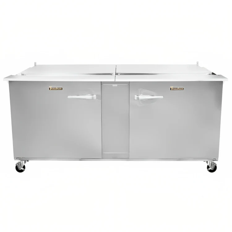 Traulsen UST7224-LR 2-Section Left/Right Hinged 2 Door Refrigerated Salad/Sandwich Prep Table with Low Profile Flat Lid 72" - Holds (24) 1/6 Size Pans - 20 cu. ft. - 115v - Image 7