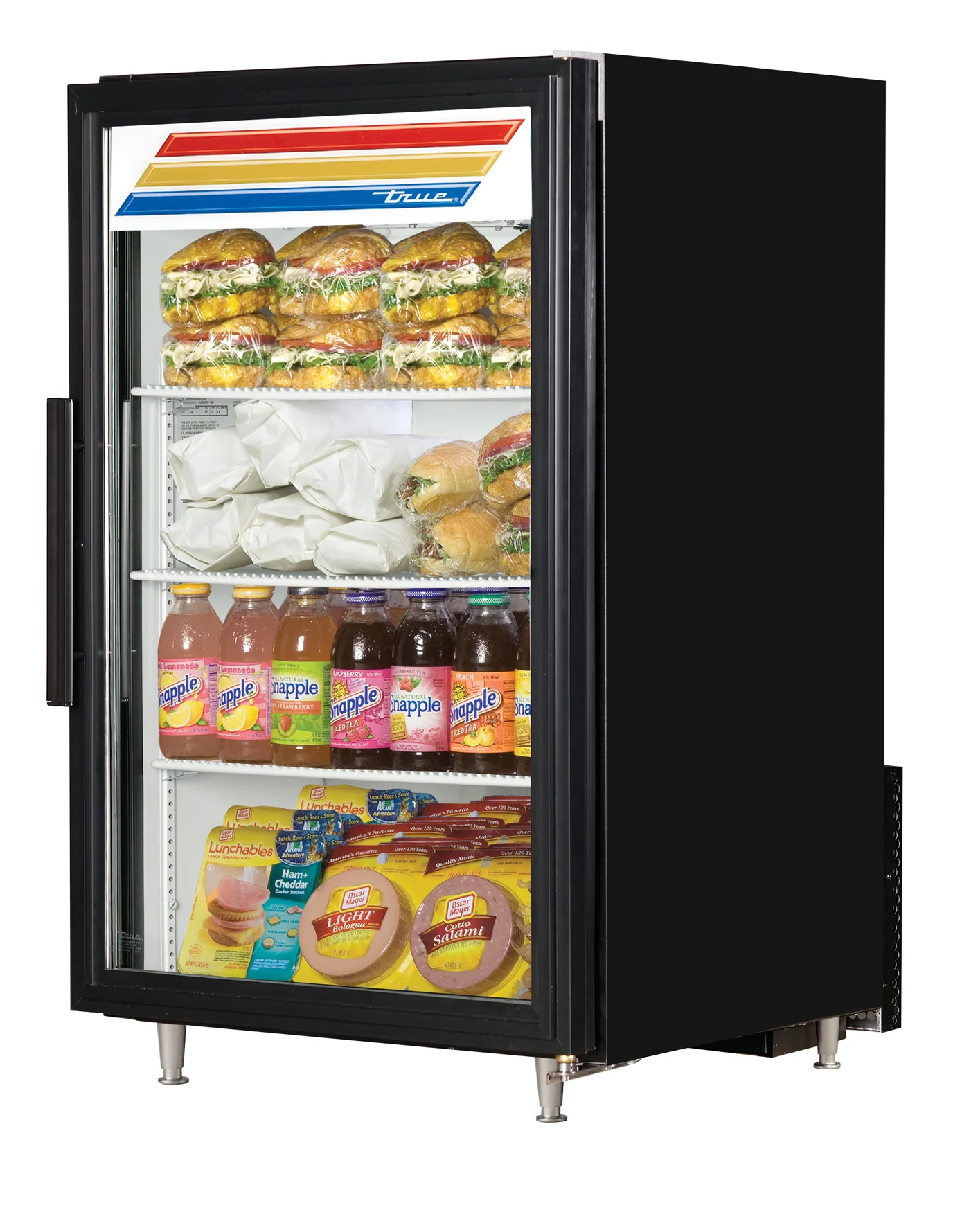 True GDM-07-HC~TSL01 Black 1 Glass Swing Door Countertop Refrigerated Merchandiser 24-1/8" - 7 Cu. Ft. - 115v