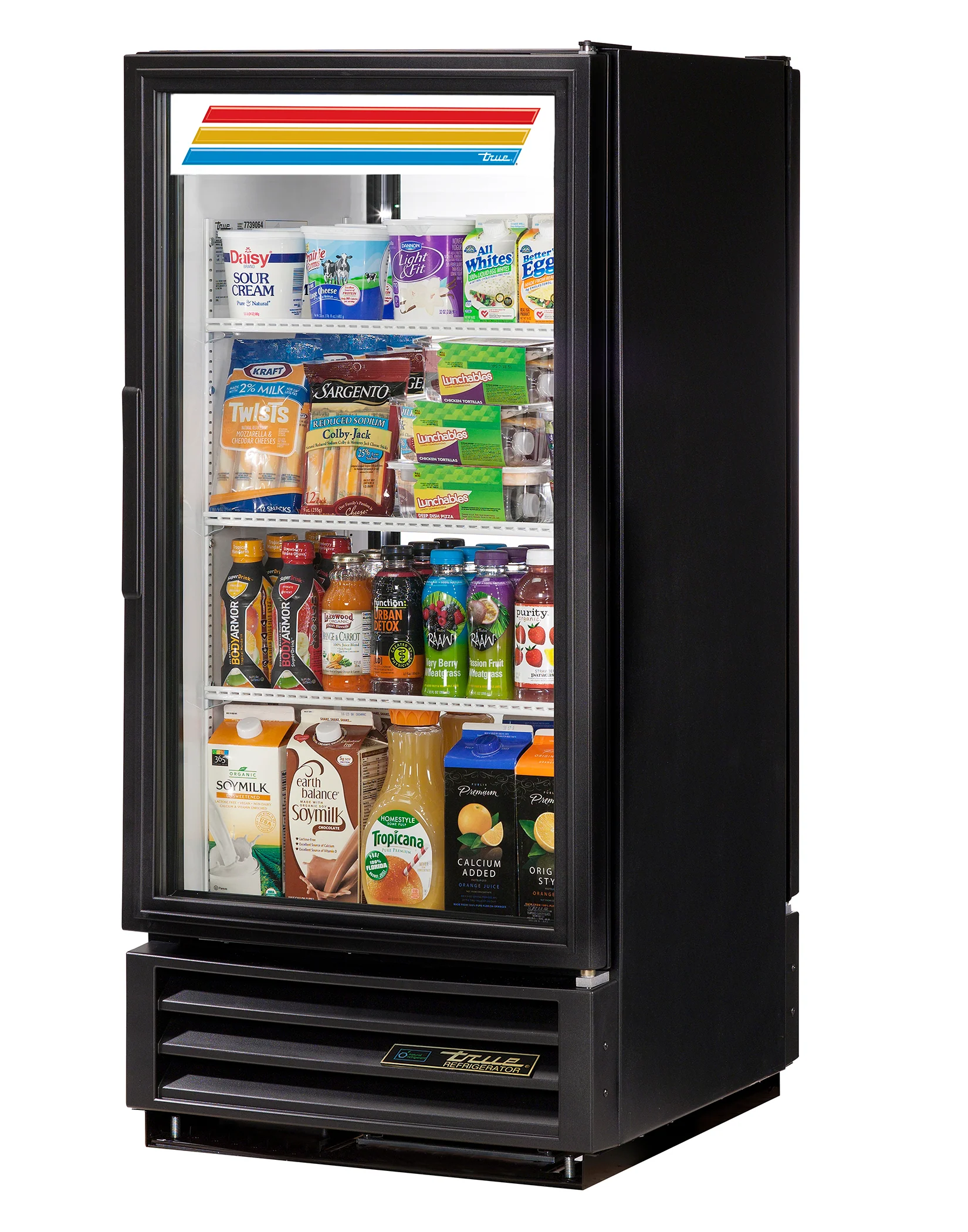True GDM-10PT-HC~TSL01 Black 1 Glass Swing Door Pass-Thru Refrigerated Merchandiser 25" - 115v