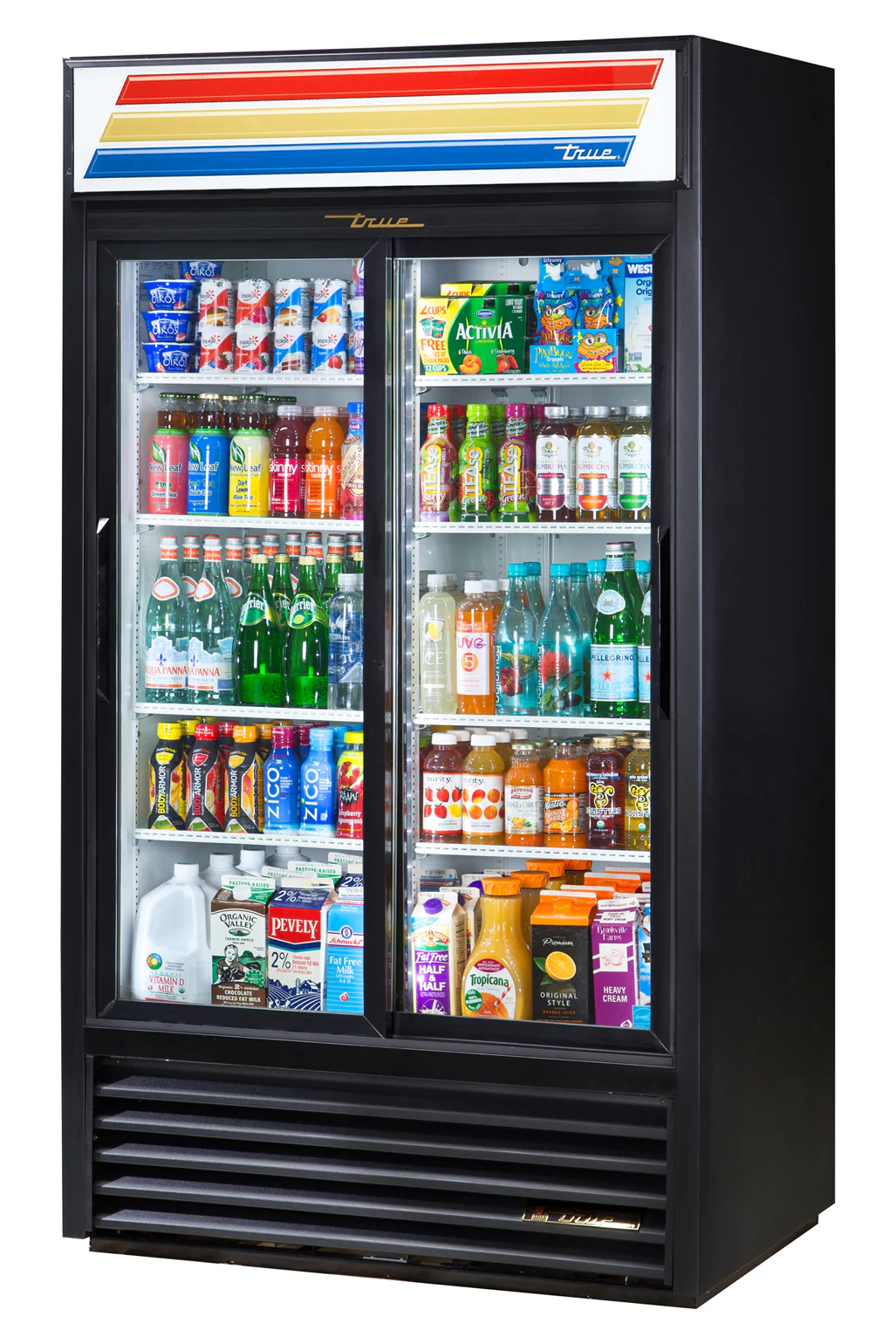 True GDM-37-HC-LD Black 2 Glass Slide Door Refrigerated Merchandiser 44" - 115v