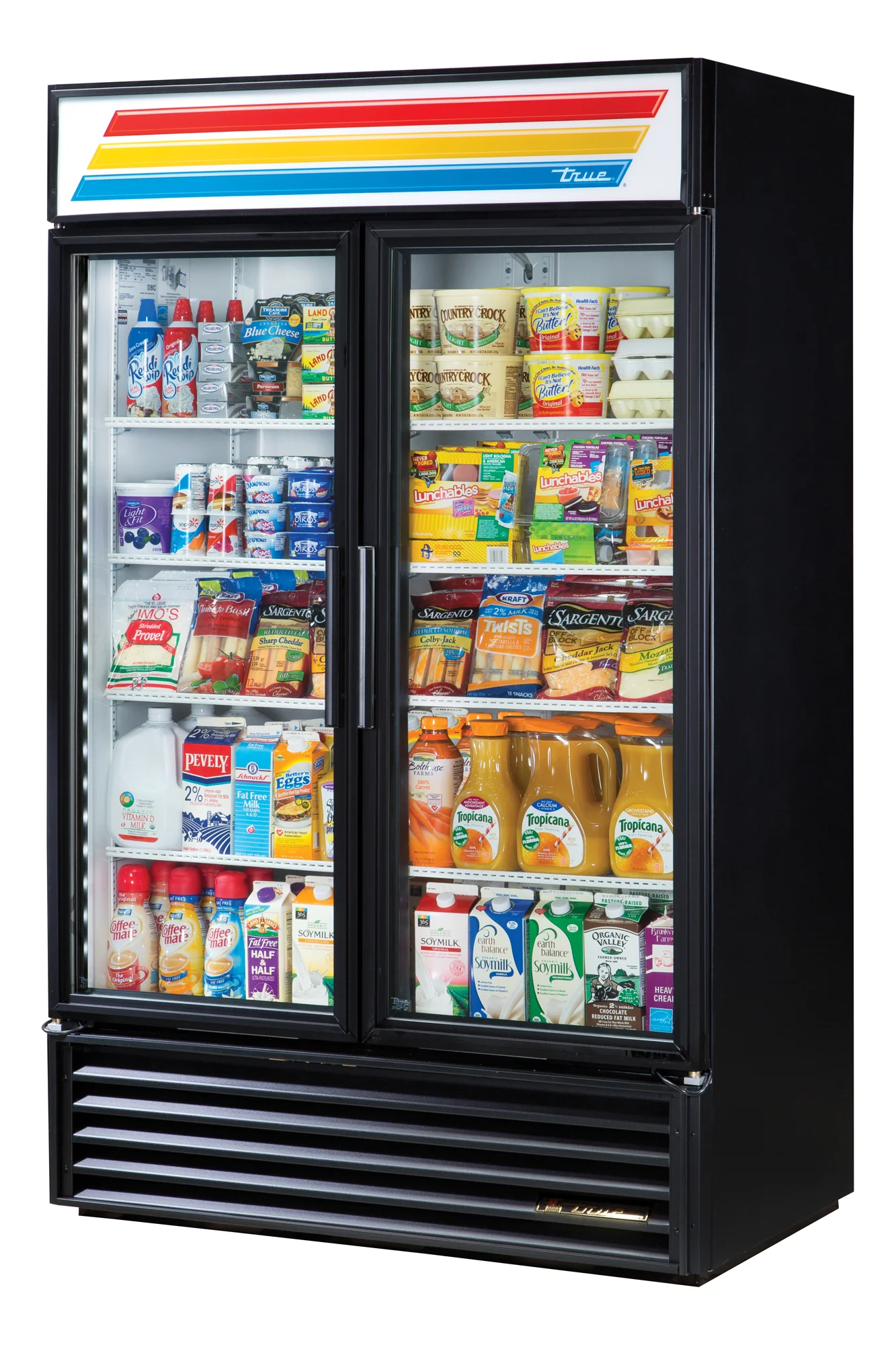 True GDM-43-HC~TSL01 Black 2 Glass Swing Door Refrigerated Merchandiser 47" - 115v