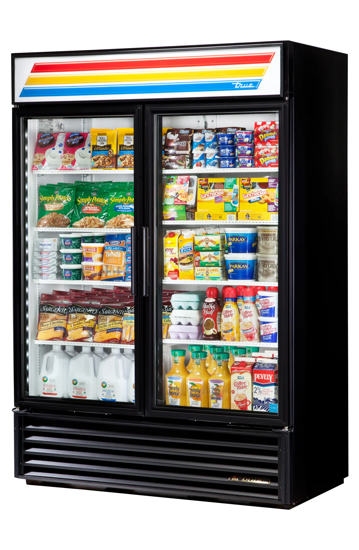 True GDM-49-HC~TSL01 Black 2 Glass Swing Door Refrigerated Merchandiser 54" – 49 Cu. Ft. – 115V