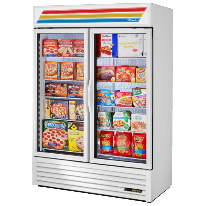 True GDM-49F-HC~TSL01 White 2 Glass Swing Door Merchandiser Freezer 54" - 49 cu. ft. - 115v