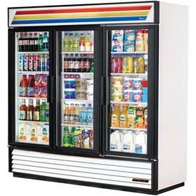 True GDM-72-HC~TSL01 Black 3 Glass Swing Door Refrigerated Merchandiser 78" - 72 Cu. Ft. - 115v - Image 2