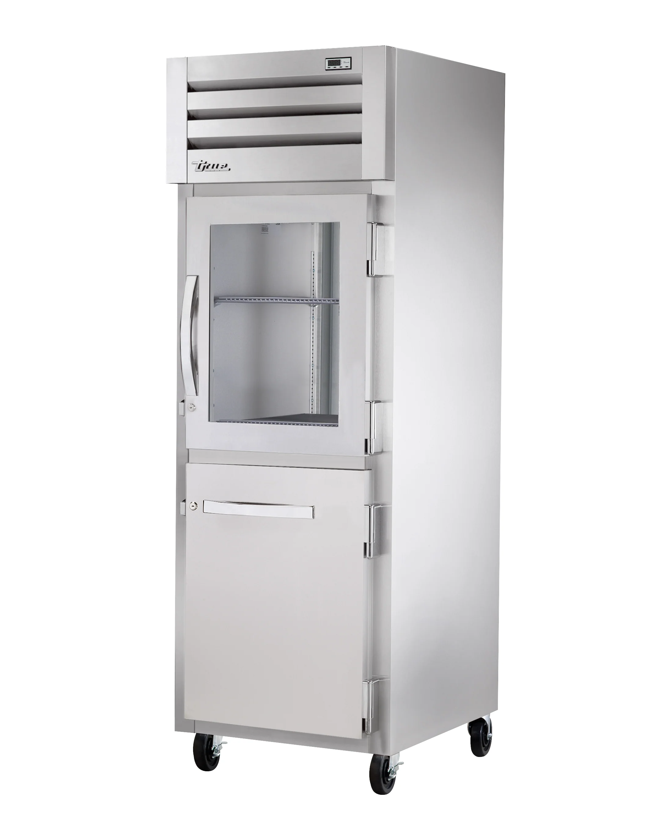True STA1R-1HG/1HS-HC Spec Series 1-Section 1 Glass / 1 Solid Half Door Reach-In Refrigerator 27" - 31 cu. ft. - 115v