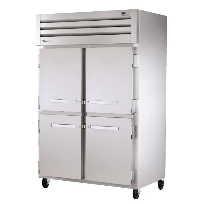 True STA2DT-4HS Spec Series 2-Section 4 Solid Half Door Dual Temp Reach-In Refrigerator / Freezer 52" - 56 Cu. Ft. - 115v