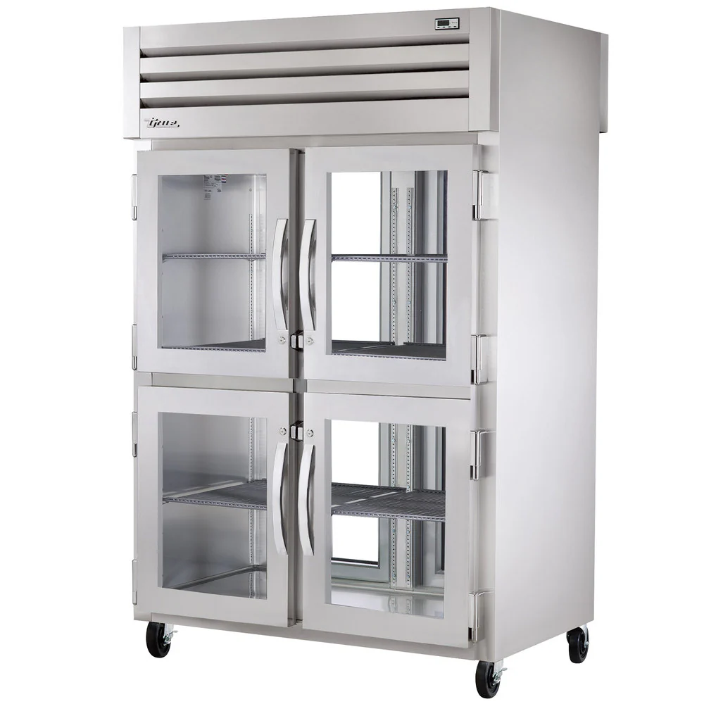 True STA2RPT-4HG-2G-HC Spec Series 2-Section 4 Glass Half Door Front / 2 Glass Door Rear Pass-Thru Refrigerator 52" - 56 cu. ft. - 115v