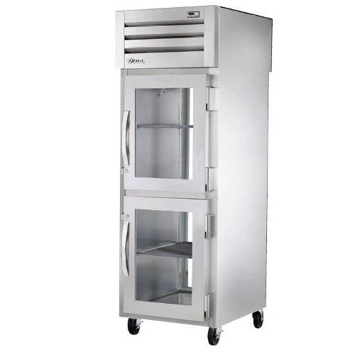 True STG1RPT-2HG-1G-HC Spec Series 1-Section 2 Glass Half Door Front / 1 Glass Door Rear Pass-Thru Refrigerator 27" - 115v