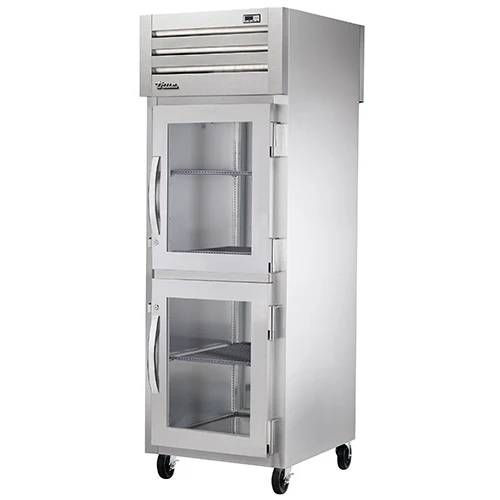 True STG1RPT-2HG-1S-HC Spec Series 1-Section 2 Glass Half Door Front / 1 Solid Door Rear Pass-Thru Refrigerator 27" - 115v
