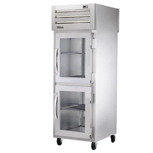 True STR1RPT-2HS-1G-HC Spec Series 1-Section Glass Half Door Front / Solid Full Door Rear Pass-Thru Refrigerator 27" - 31 cu. ft. - 115v