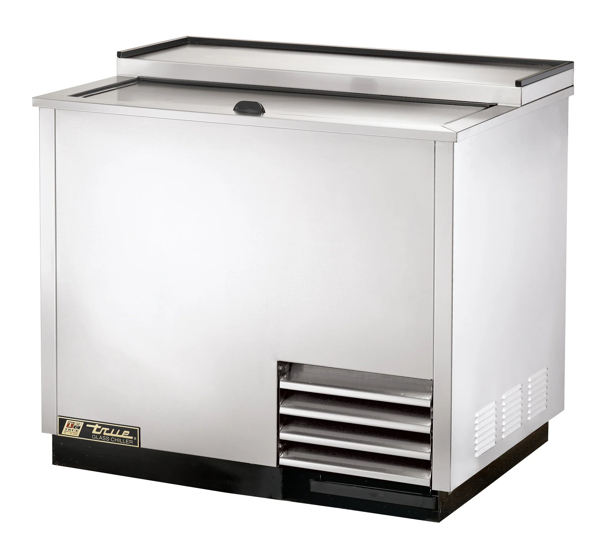 True T-36-GC-S-HC Stainless Steel 1-Section 1 Solid Slide Lid Glass and Plate Chiller/Froster 36" - Holds (180) 8" Mugs or (172) 10 oz. Steins - 115v