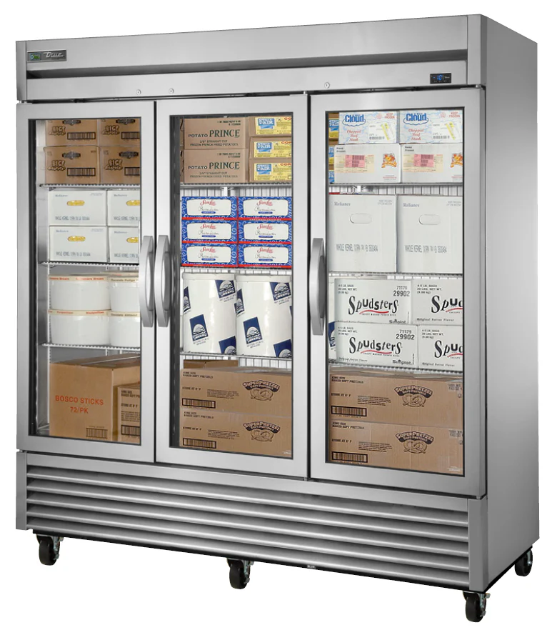 True T-72FG-HC 3 Glass Door Reach-In Freezer ā 78ā³ | 72 Cu. Ft. | 115V Commercial