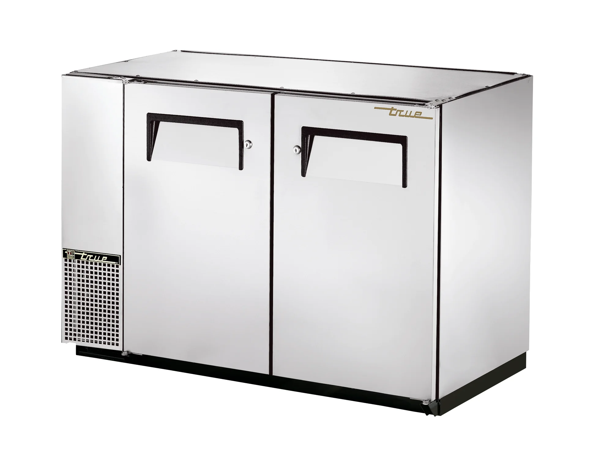 True TBB-24GAL-48-S-HC Stainless Steel 2 Solid Swing Door 24" Deep Back Bar Refrigerator with Galvanized Top 48" - Holds (48) 6-Packs or (2) Half Barrels - 115v