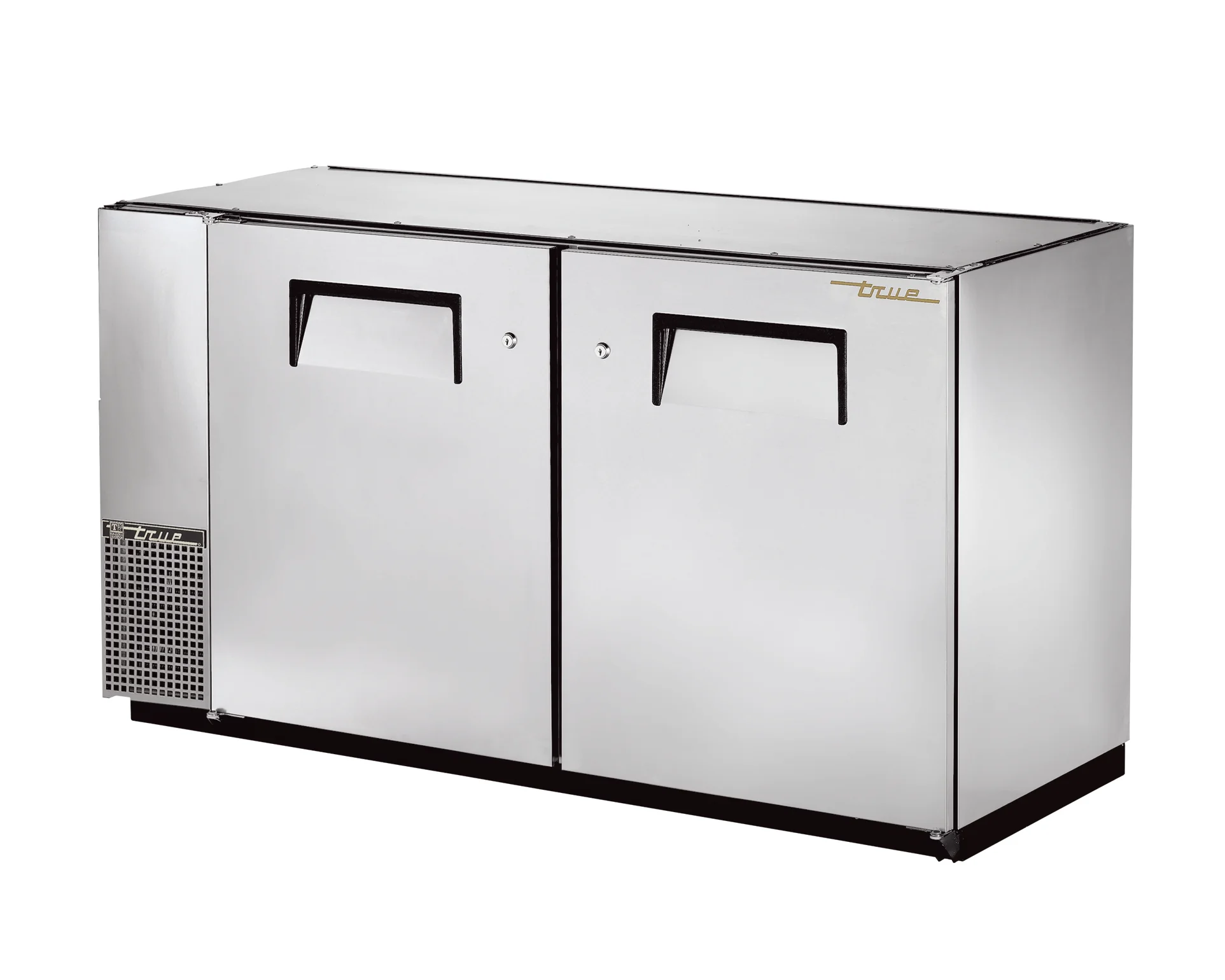 True TBB-24GAL-60-S-HC Stainless Steel 2 Solid Swing Door 24" Deep Back Bar Refrigerator with Galvanized Top 60" - Holds (72) 6-Packs or (3) Half Barrels - 115v