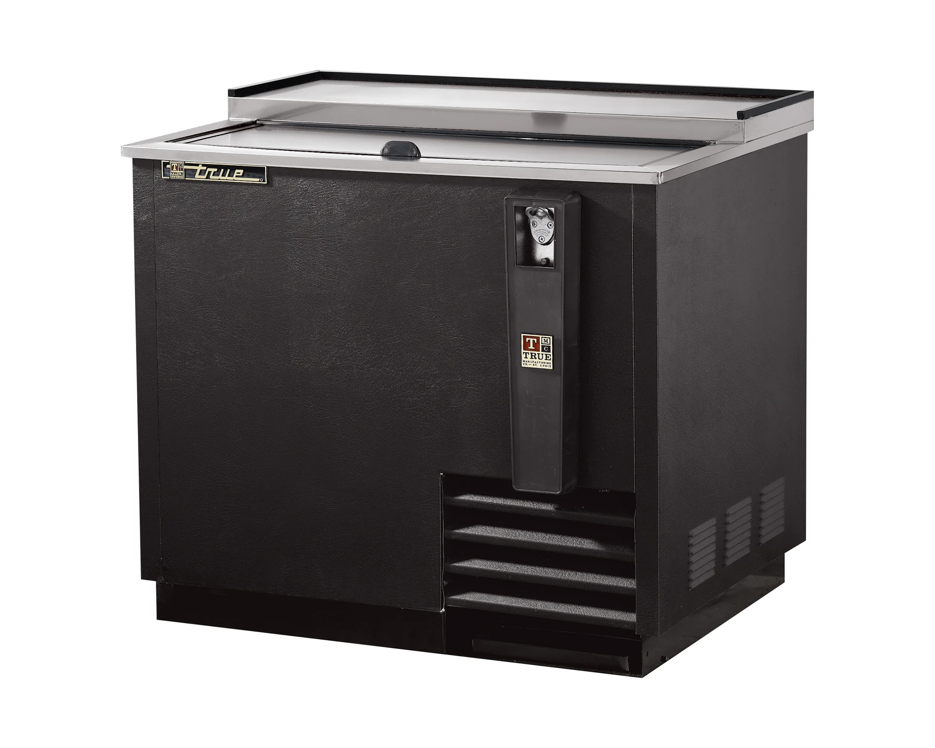 True TD-36-12-HC Black 1 Solid Slide Lid Deep Well Horizontal Bottle Cooler 36" - 115v