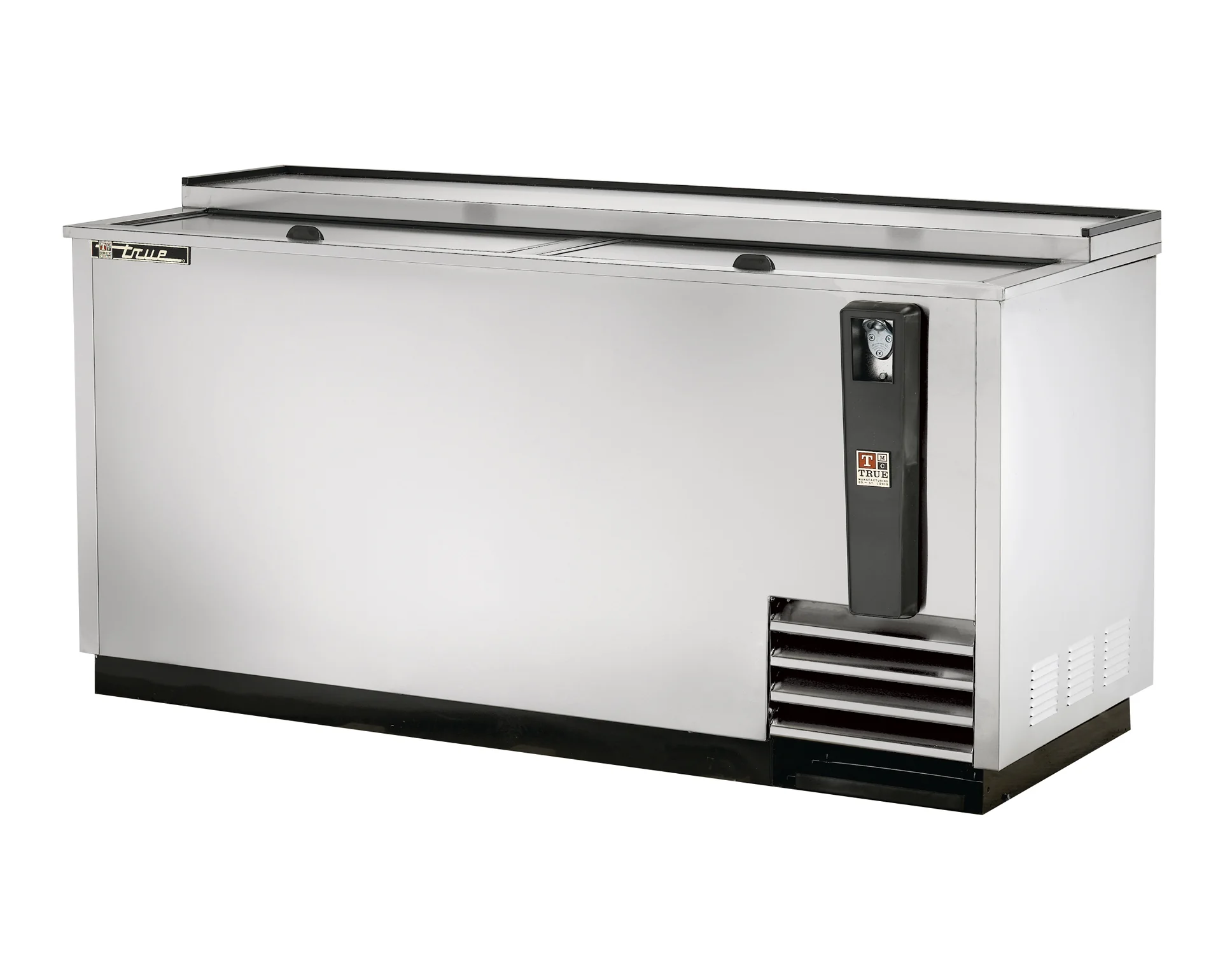 True TD-65-24-S-HC Stainless Steel 2 Solid Slide Lid Deep Well Horizontal Bottle Cooler 65" ā 115V