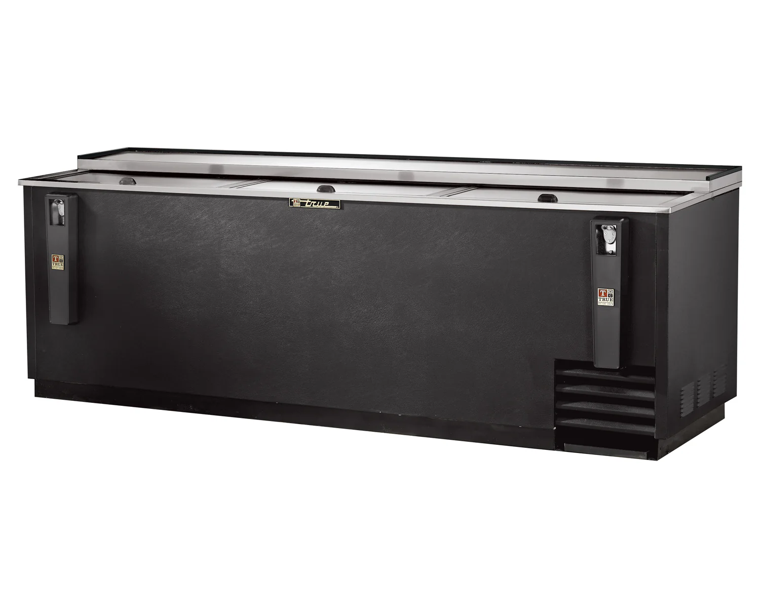 True TD-95-38-HC Black 3 Solid Slide Lid Deep Well Horizontal Bottle Cooler 95" ā 115V