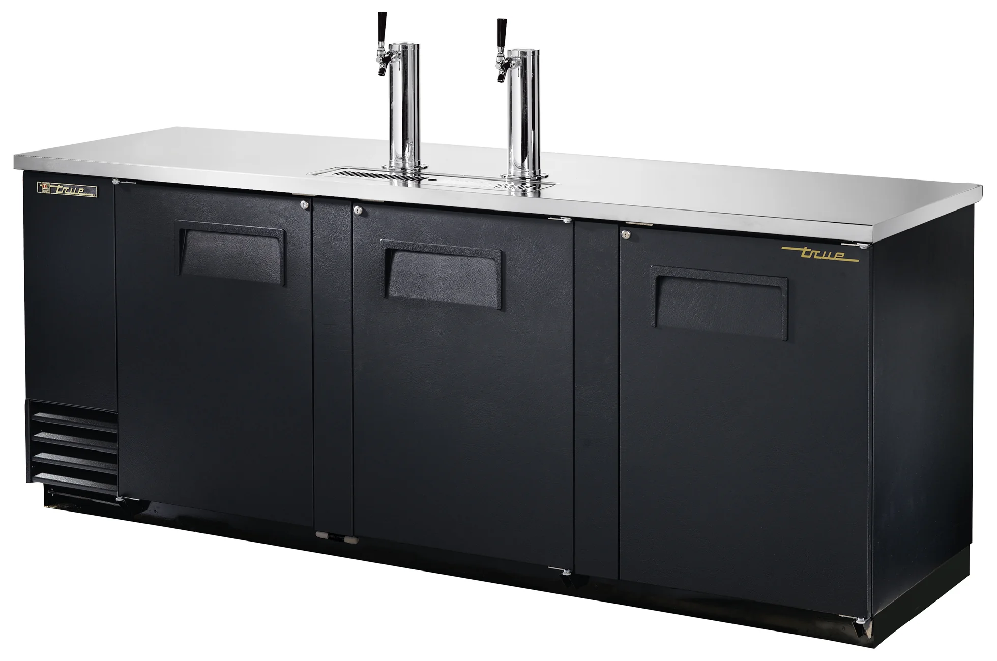 True TDD-4-HC Refrigerated Direct Draw Beer Dispenser with 2 Taps – Holds 4 Half Barrels 90" – 115V