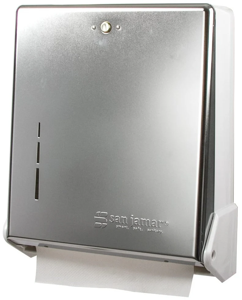 San Jamar T1905XC Classic Truefold Wall Mount Paper Towel Dispenser - Chrome - Holds (500) Multifold / (300) C-Fold Towels