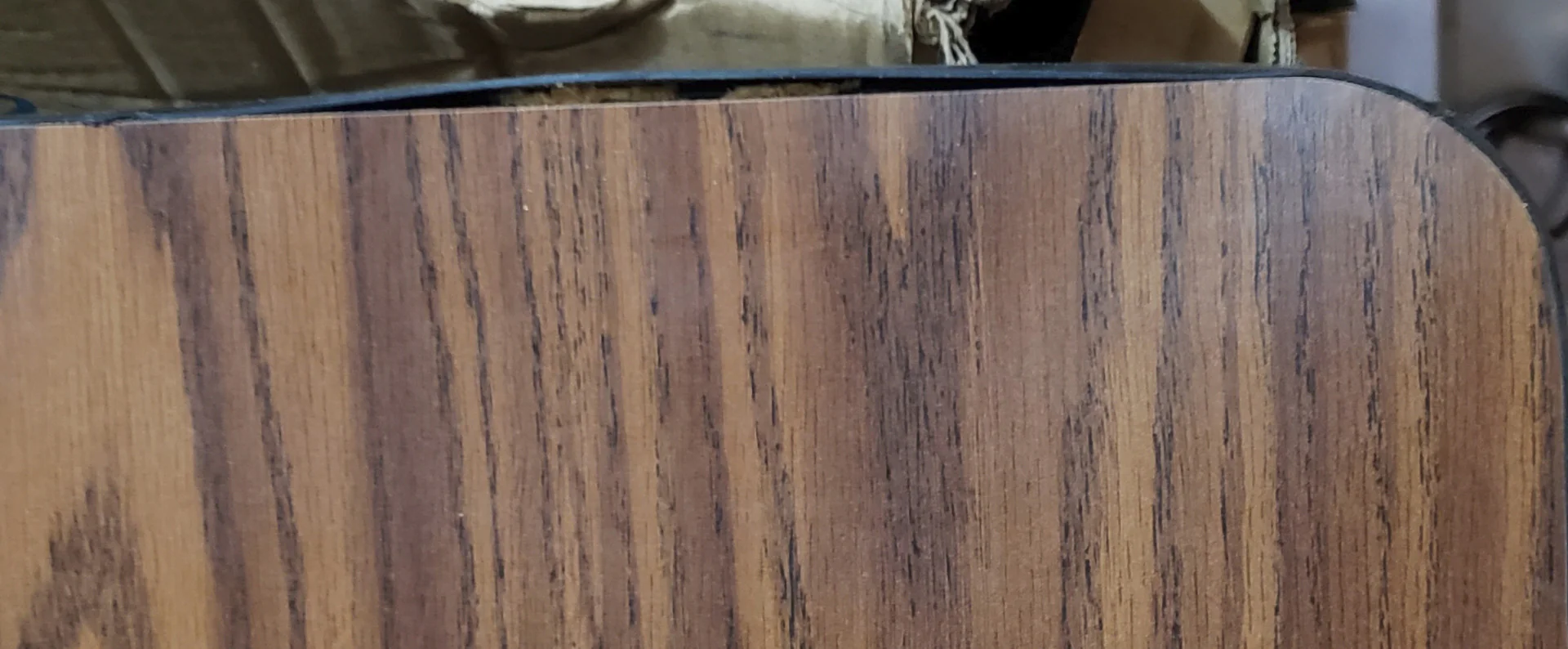 Used Restaurant Equipment - AAA Furniture TT2460 Laminate Table Top 24" x 60" - Walnut with Black T-Mold Edge - Image 3