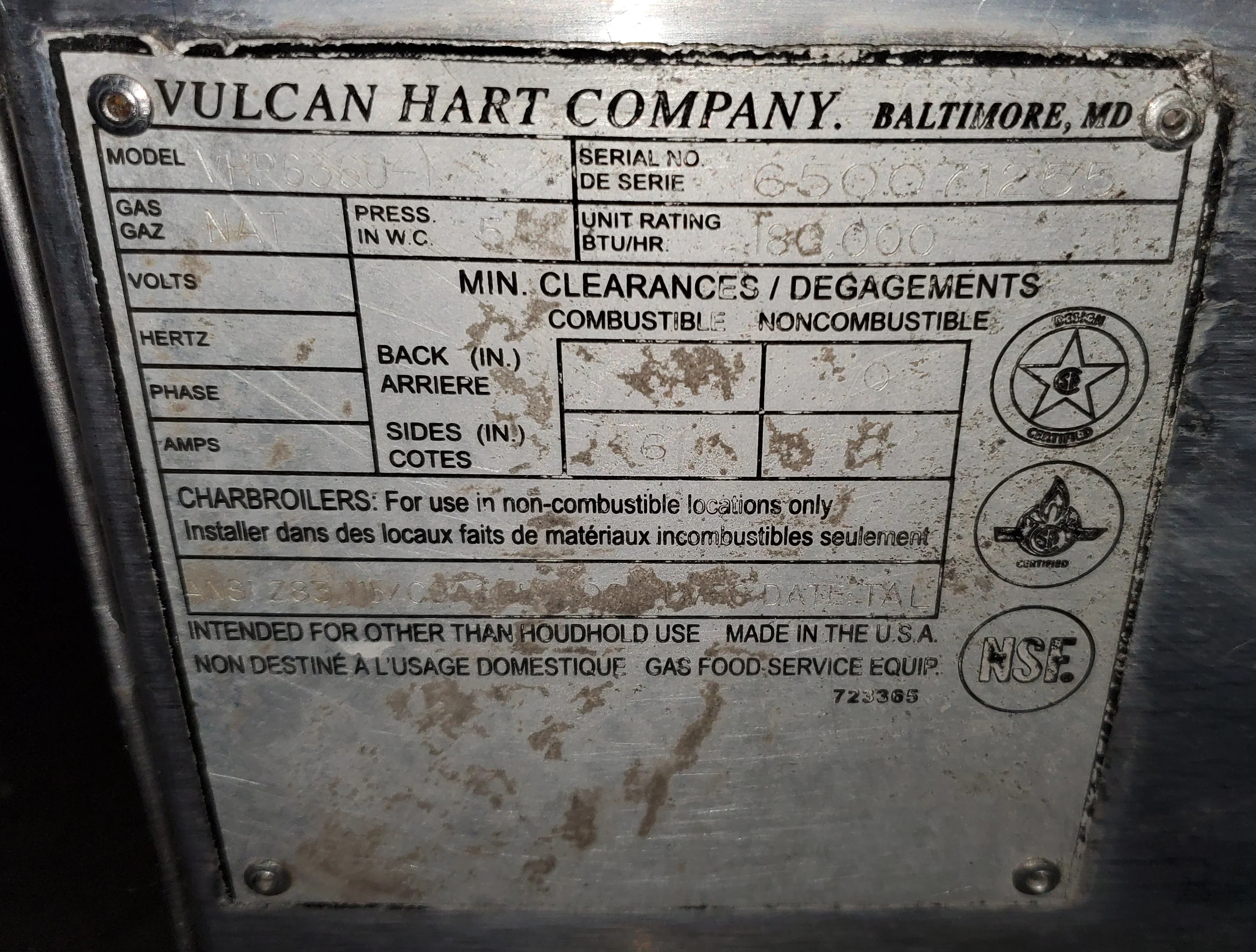 Used Vulcan VHP636U Achiever Countertop Step-Up Natural Gas Hotplate with 6 Burners 36" ā 6 x 30,000 BTU - Image 9