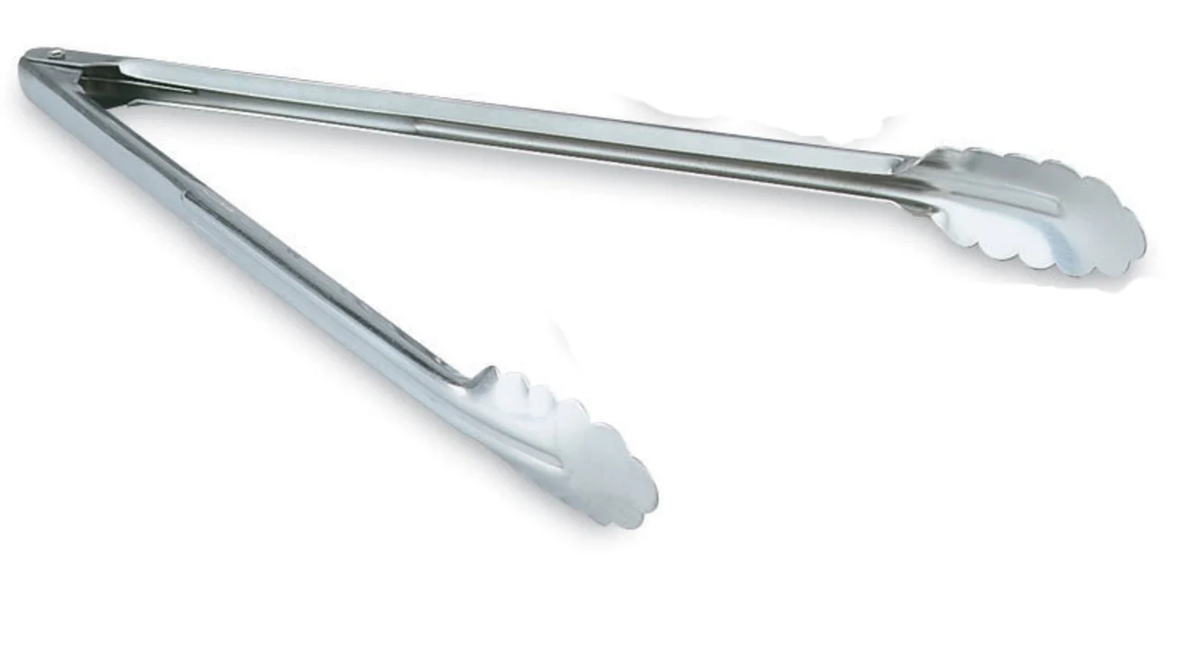 Vollrath 47316 Spring Heavy-Duty Stainless Steel Scalloped Utility Tongs 16"