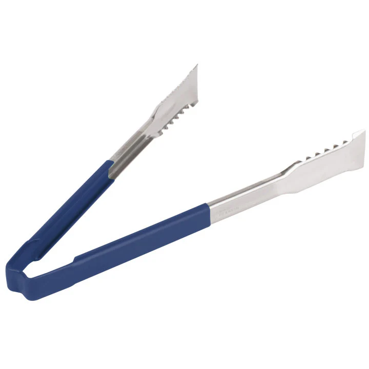 Vollrath 4791230 Jacob's Pride 1-Piece Stainless Steel VersaGrip Tongs with Color-Coded Kool-Touch Handle 12" - Blue - Image 4