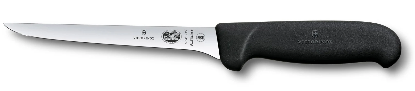 Victorinox 5.6413.15-X6 Narrow Flexible Boning Knife with Black Fibrox Handle 6"