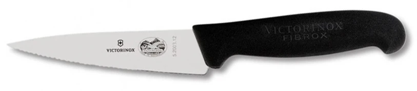 Victorinox 5.2033.12-X1 Serrated Edge Mini Chef's Knife with Black Fibrox Handle 5"