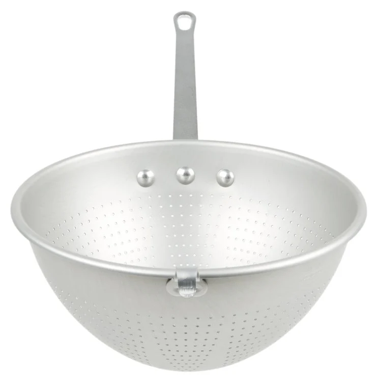 Vollrath 4605 Aluminum Professional / Spaghetti Strainer with 11-1/4" Dia. Perforated Bowl, Hook and Straight Handle 5 qt. - Image 2