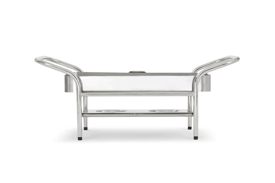 Vollrath 4644050 Mirage Stainless Steel Full-Size Induction Chafer Stand with Fuel Holders 25" x 16-3/4"