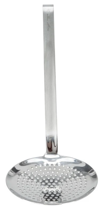 Vollrath 46970 Jacob's Pride Heavy-Duty One-Piece Stainless Steel Round Skimmer with 6" dia. Perforated Blade and 12-5/8" Hooked Handle - 6/Case - Image 2