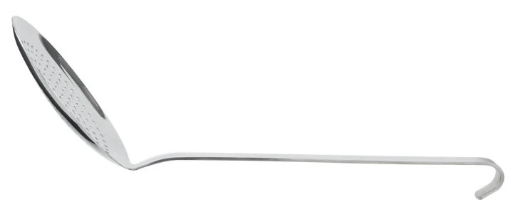 Vollrath 46970 Jacob's Pride Heavy-Duty One-Piece Stainless Steel Round Skimmer with 6" dia. Perforated Blade and 12-5/8" Hooked Handle - 6/Case - Image 3
