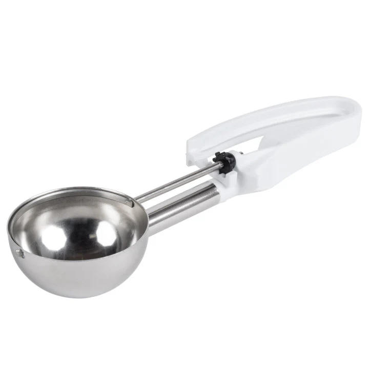 Vollrath 47370 Jacob's Pride Extended Length Disher with White Squeeze Handle 4.7 oz. - Size 6 - 12/Case - Image 2
