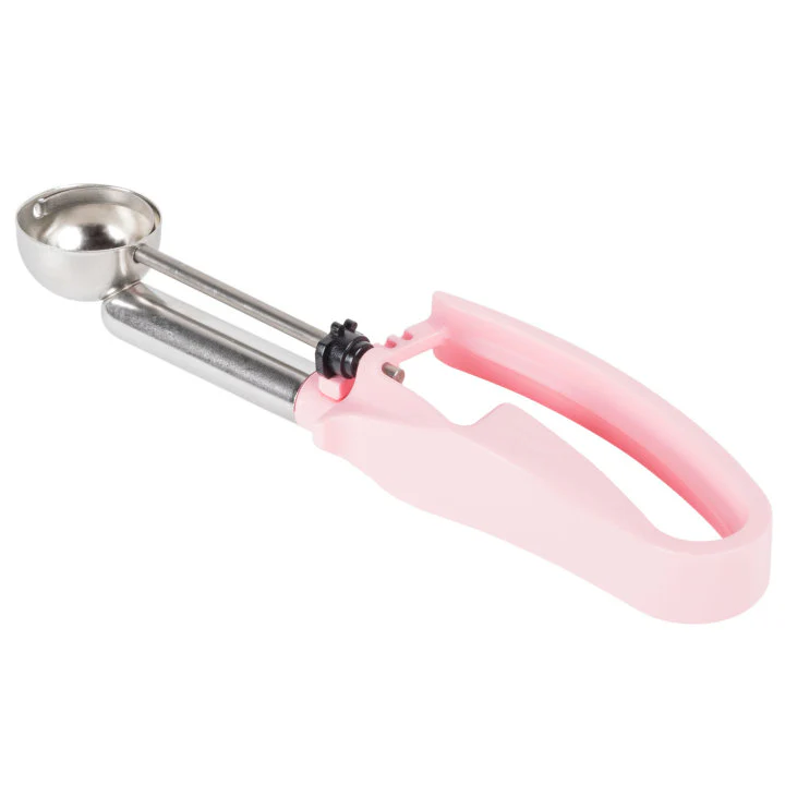 Vollrath 47379 Jacob's Pride Extended Length Disher with Pink Squeeze Handle 0.54 oz. - Size 60 - 12/Case - Image 3