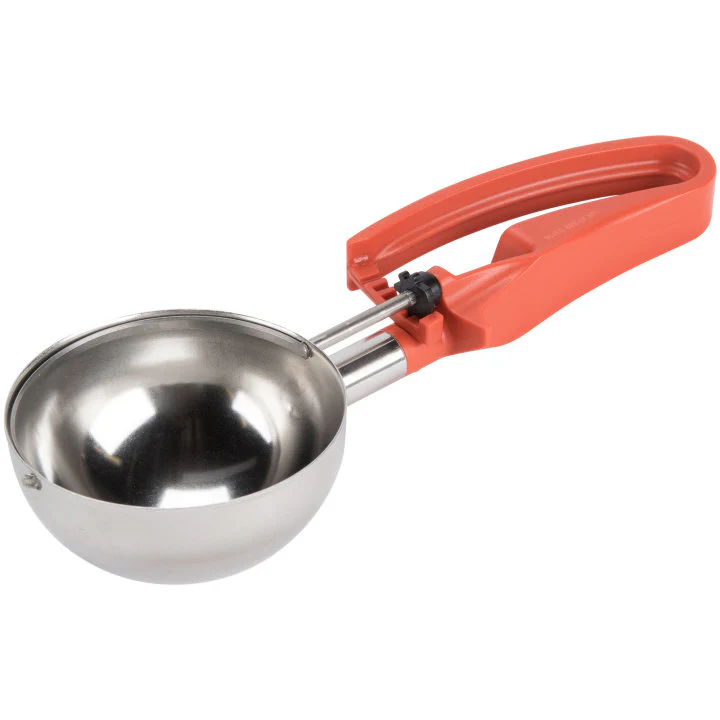 Vollrath 47388 Jacob's Pride Standard Length Disher with Orange Squeeze Handle 8 oz. - Size 4 - Image 2