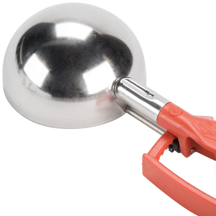 Vollrath 47388 Jacob's Pride Standard Length Disher with Orange Squeeze Handle 8 oz. - Size 4 - Image 5