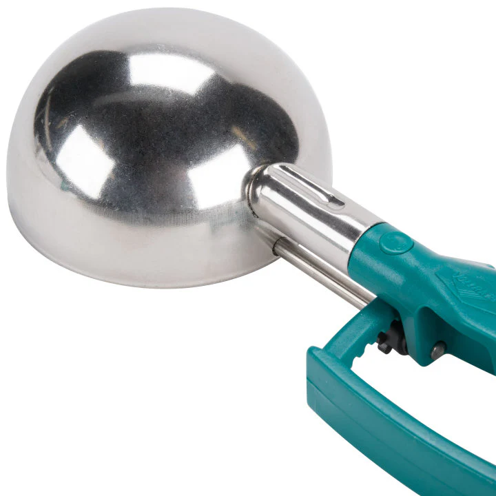 Vollrath 47389 Jacob's Pride Standard Length Disher with Teal Squeeze Handle 6 oz. - Size 5 - 12/Case - Image 5