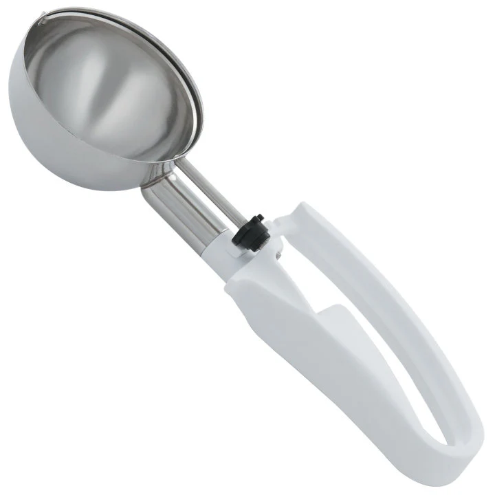Vollrath 47390 Jacob's Pride Standard Length Disher with White Squeeze Handle 4.7 oz. - Size 6 - Image 3