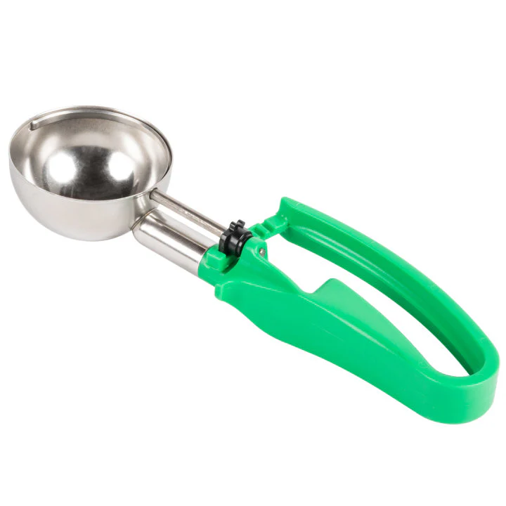 Vollrath 47393 Jacob's Pride Standard Length Disher with Green Squeeze Handle 2.8 oz. - Size 12 - 12/Case - Image 2