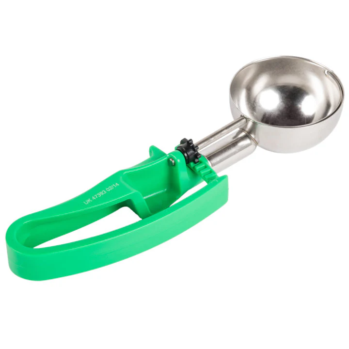 Vollrath 47393 Jacob's Pride Standard Length Disher with Green Squeeze Handle 2.8 oz. - Size 12 - 12/Case - Image 3