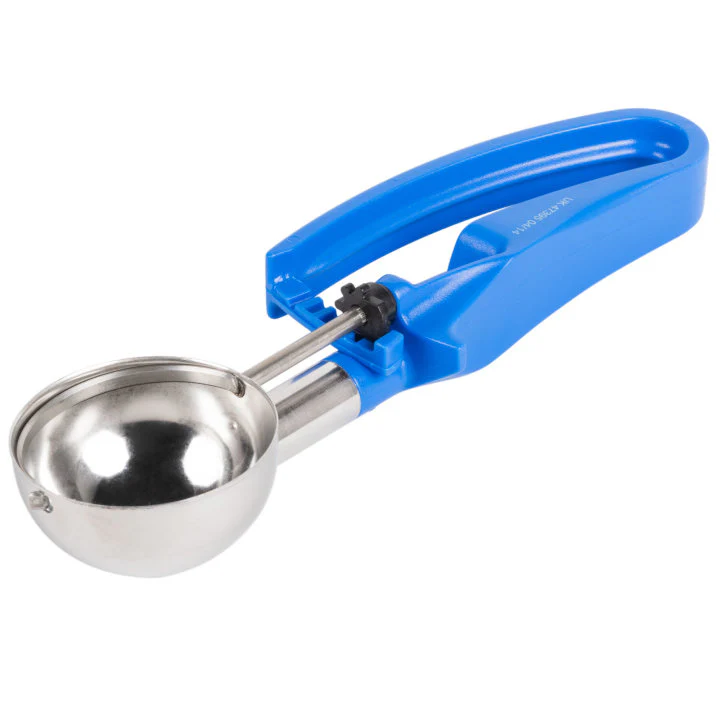 Vollrath 47395 Jacob's Pride Standard Length Disher with Royal Blue Squeeze Handle 2 oz. - Size 16 - Image 2