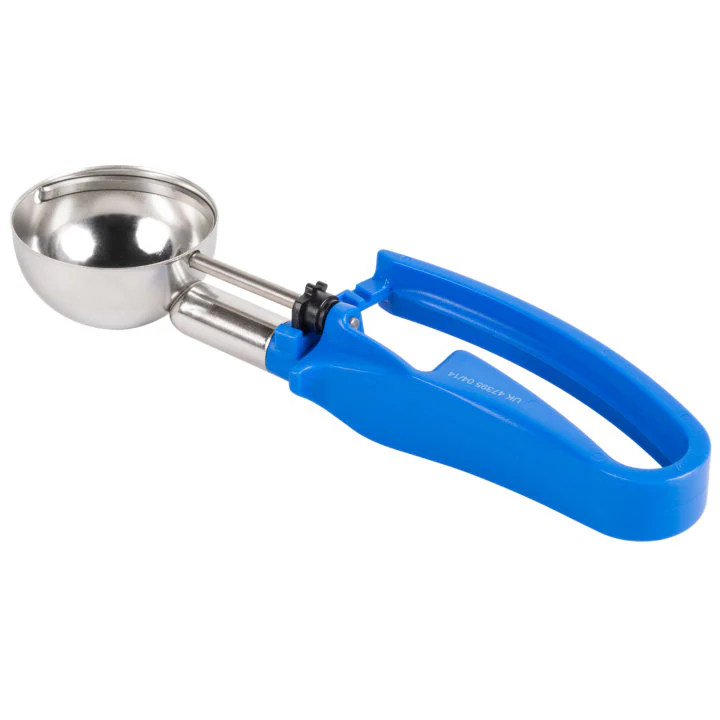 Vollrath 47395 Jacob's Pride Standard Length Disher with Royal Blue Squeeze Handle 2 oz. - Size 16 - Image 3