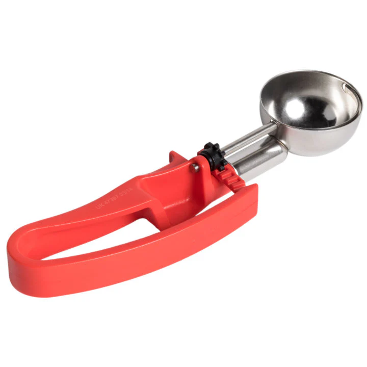 Vollrath 47397 Jacob's Pride Standard Length Disher with Red Squeeze Handle 1.52 oz. - Size 24 - 12/Case - Image 4