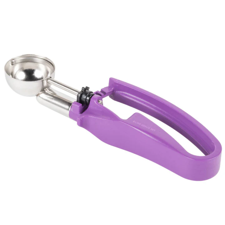 Vollrath 47400 Jacob's Pride Standard Length Disher with Purple Squeeze Handle 0.72 oz. - Size 40 - Image 3