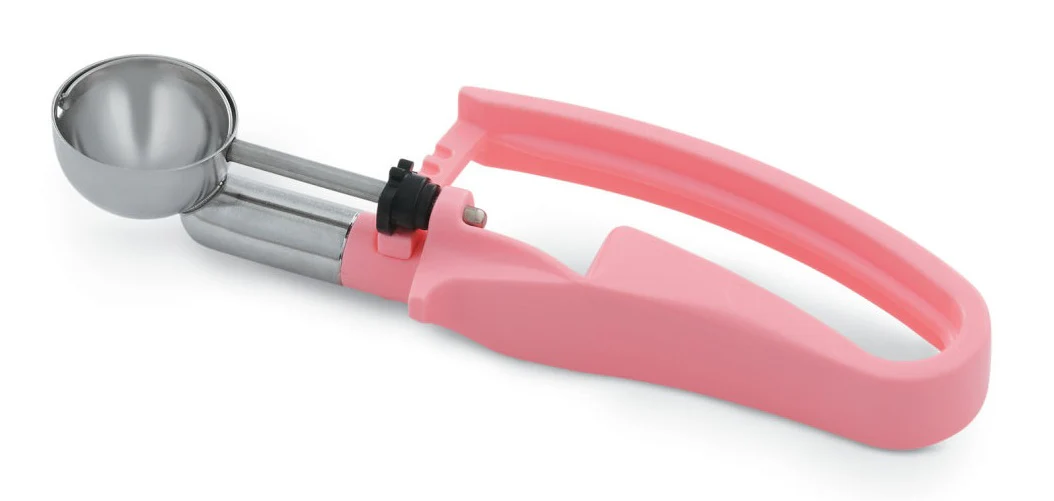 Vollrath 47402 Jacob's Pride Standard Length Disher with Pink Squeeze Handle 0.54 oz. - Size 60 - 12/Case - Image 2