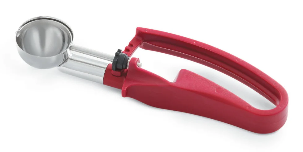 Vollrath 47403 Jacob's Pride Standard Length Disher with Plum Squeeze Handle 0.47 oz. - Size 70 - 12/Case - Image 2