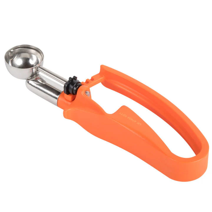 Vollrath 47404 Jacob's Pride Standard Length Disher with Orange Squeeze Handle 0.33 oz. - Size 100 - Image 3