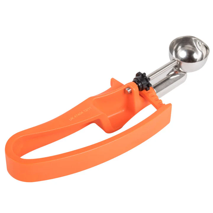 Vollrath 47404 Jacob's Pride Standard Length Disher with Orange Squeeze Handle 0.33 oz. - Size 100 - Image 4